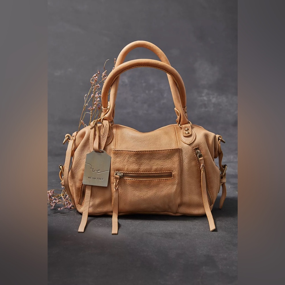 Free People Caramel Leather Bowler Satchel